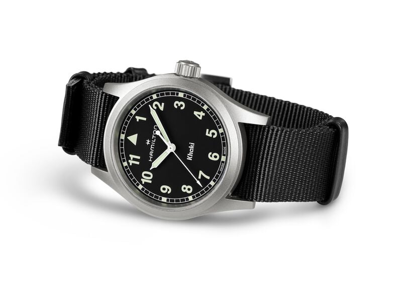 Hamilton Men's Khaki Field Quartz Black Dial Black NATO Strap Watch 33mm Watch H69401430 image number null