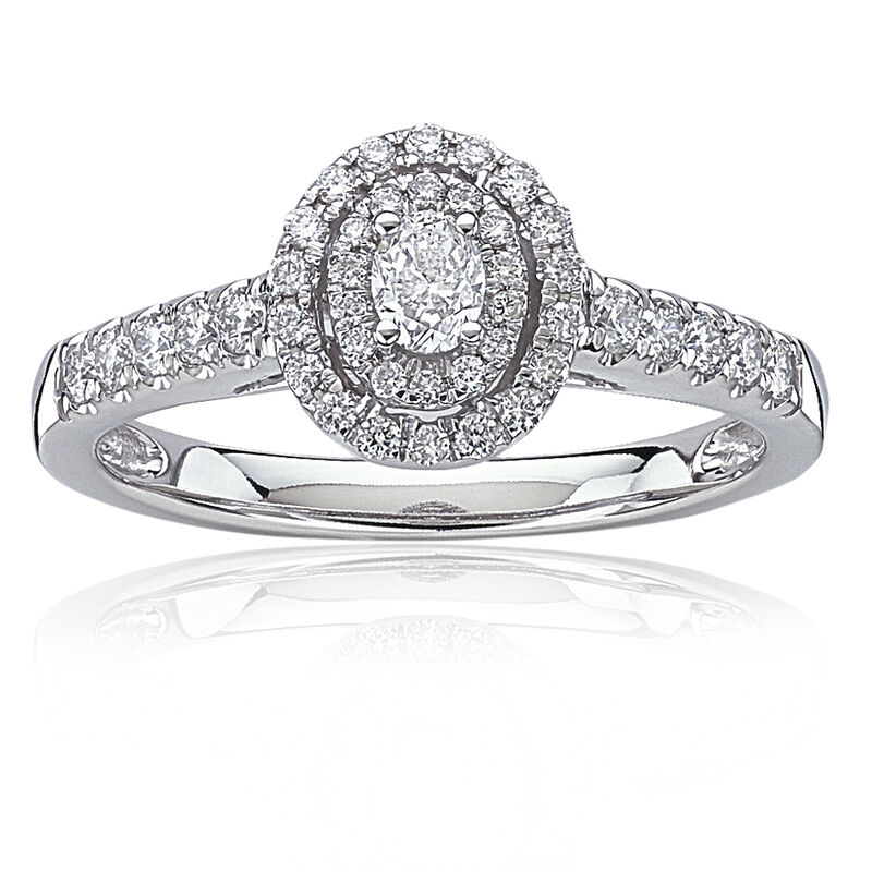 Naomi. Diamond 1/2tw. Oval Double Halo Engagement Ring in White Gold image number null