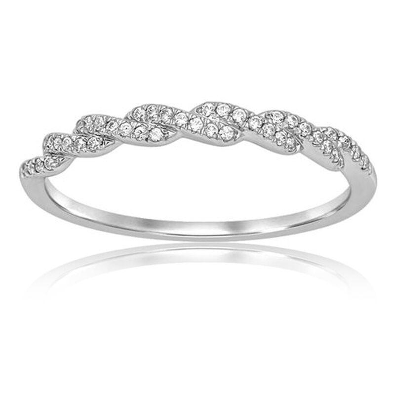Diamond Stackable Woven Design Band in 10k White Gold image number null