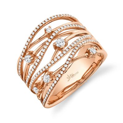 Shy Creation Round Diamond Scatter Ring in 14k Rose Gold SC55004244