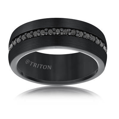 Triton Black Sapphire Eternity Tungsten Wedding Band