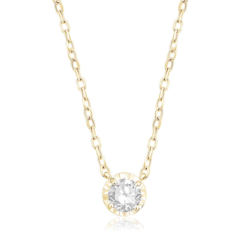 Round Lab Grown Diamond 1/4ctw. Pendant Necklace in 10k Yellow Gold image number null