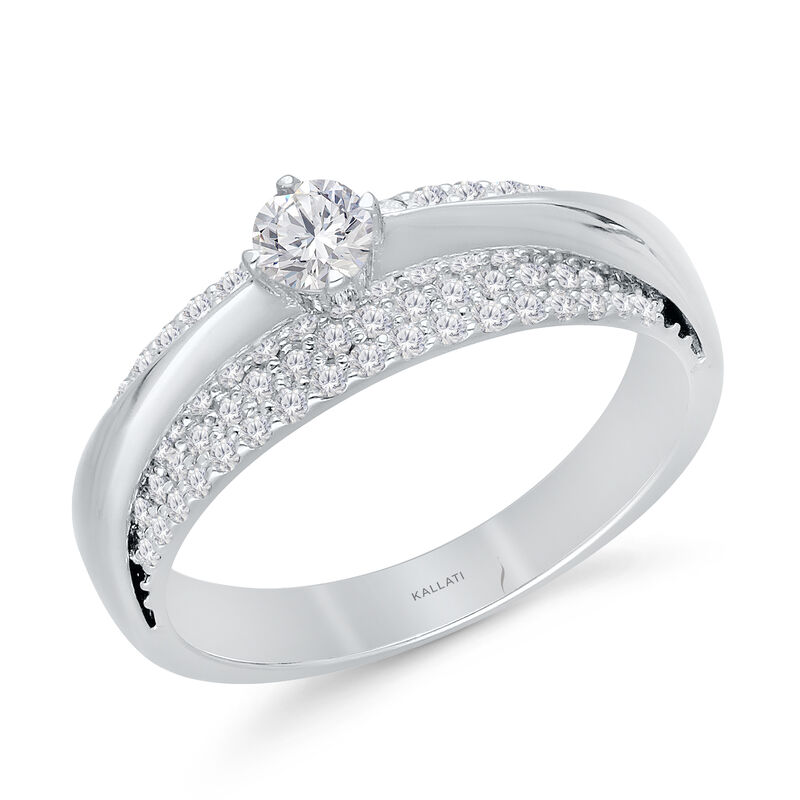 Elevated Diamond Accent Ring in 14K White Gold image number null