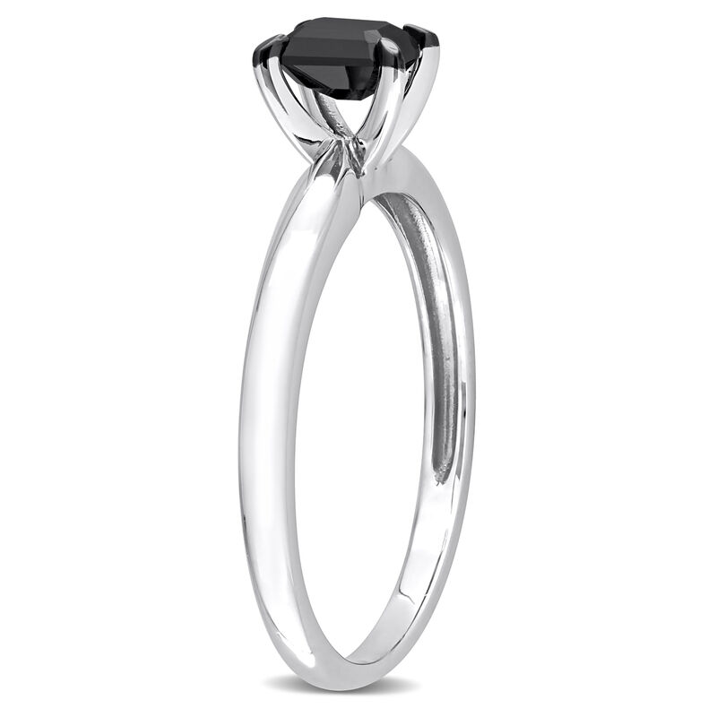  Emerald-Cut 1/2ctw. Black Diamond Solitaire Engagement Ring in 14k White Gold image number null