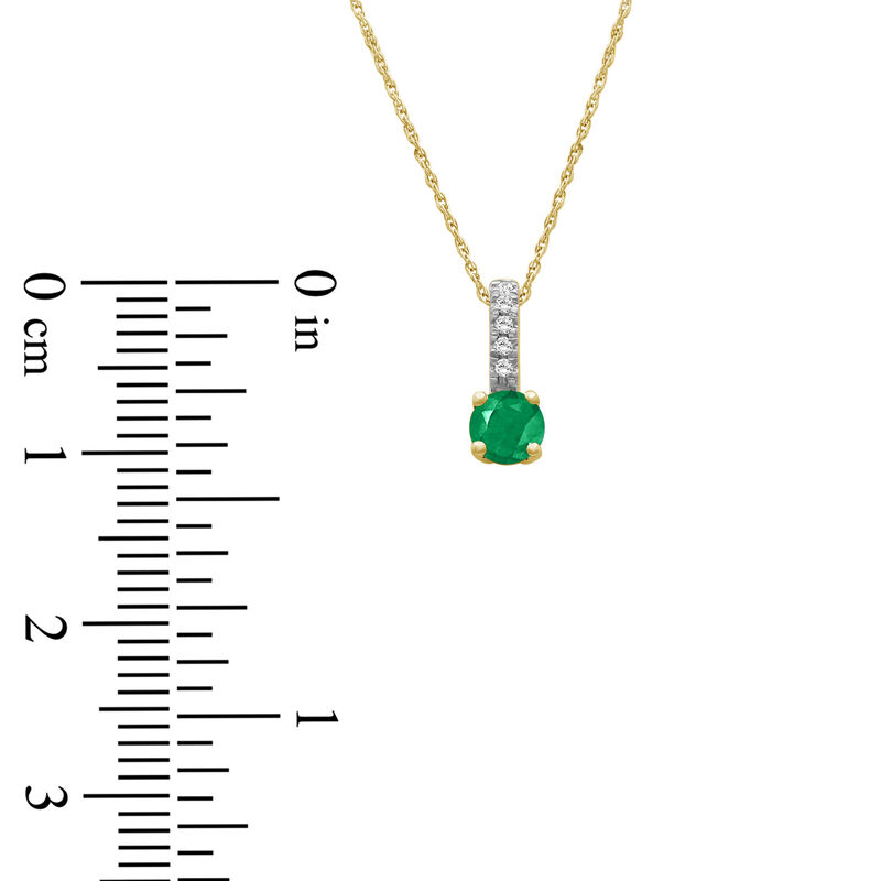 Brilliant-Cut Emerald & Diamond Drop Pendant in 10k Yellow Gold image number null