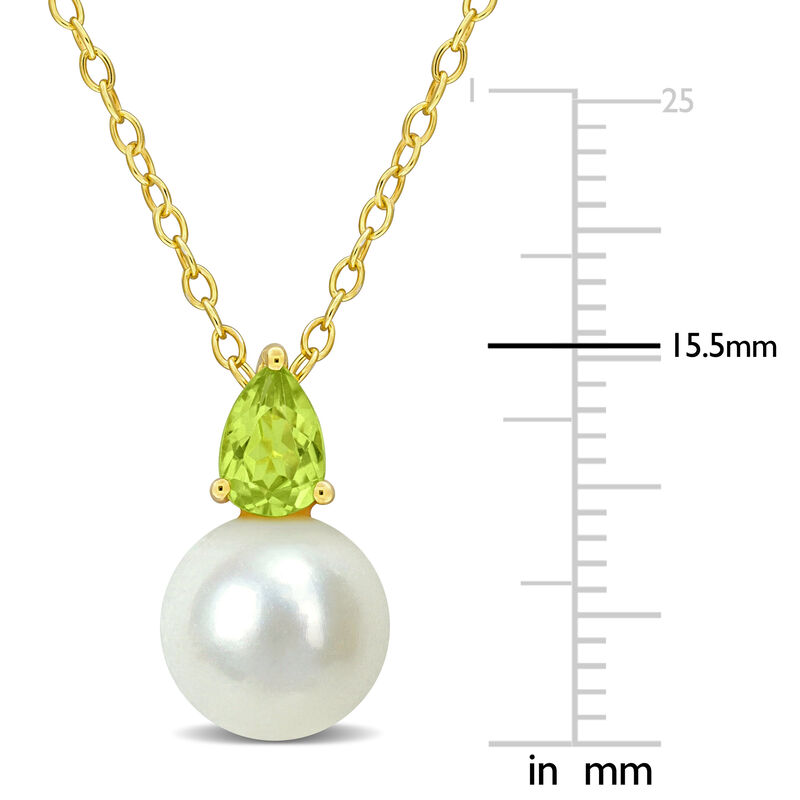 Peridot & Freshwater Cultured Pearl Necklace in Gold Plated image number null