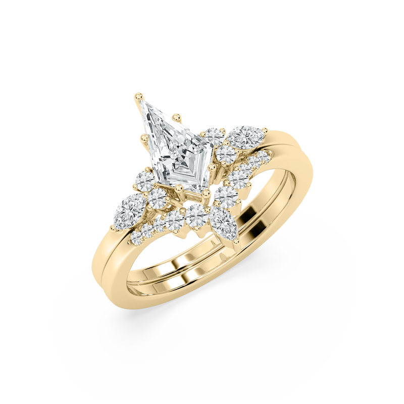 Kite and Marquise Lab Grown Diamond 1 1/2ctw. Diamond Accent Bridal Set in 14k Yellow Gold image number null