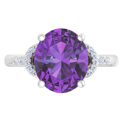 Martha Stewart Oval Amethyst and Lab Grown Diamond Ring in Sterling Silver