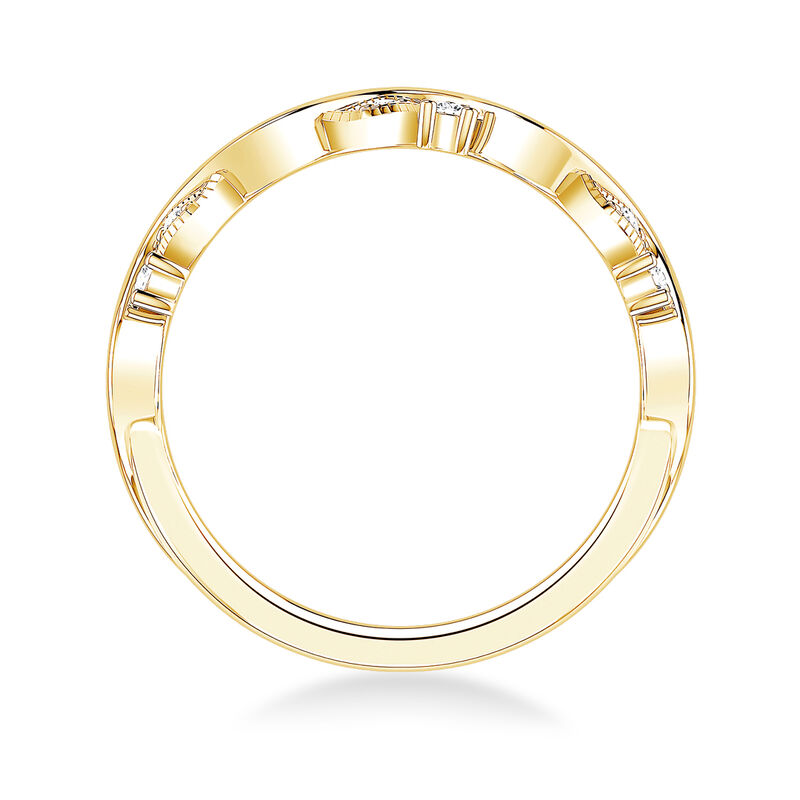 Diamond Milgrain & 10k Yellow Gold Anniversary Ring image number null