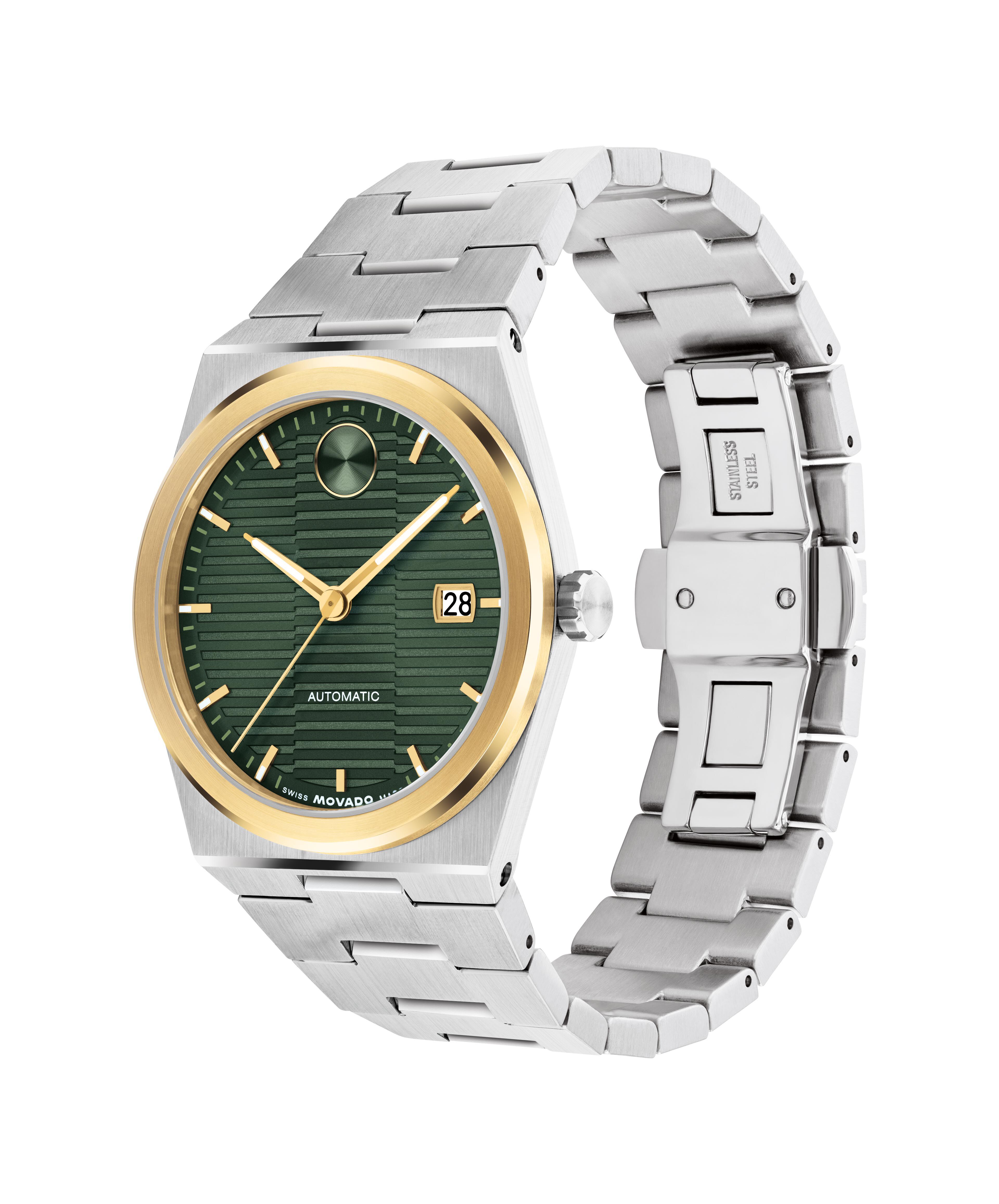 Movado Men's Bold Quest Auto Green Dial With Date Stainless Steel
