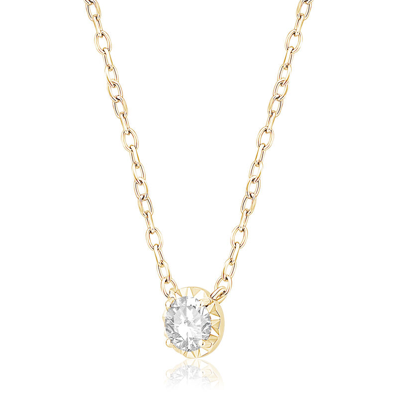 Round Lab Grown Diamond 1/4ctw. Pendant Necklace in 10k Yellow Gold image number null