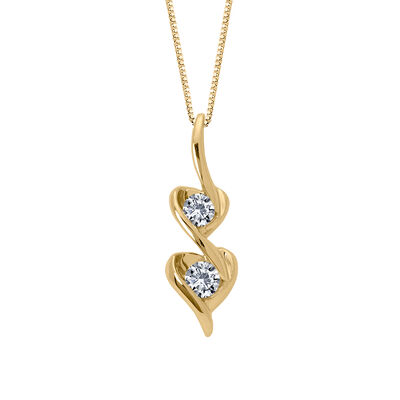 Sirena Double Heart 0.25ctw. Diamond Pendant in 14k Yellow Gold