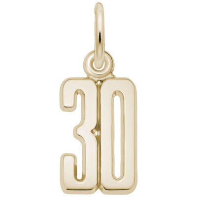 Number 30 Charm in 14k Yellow Gold