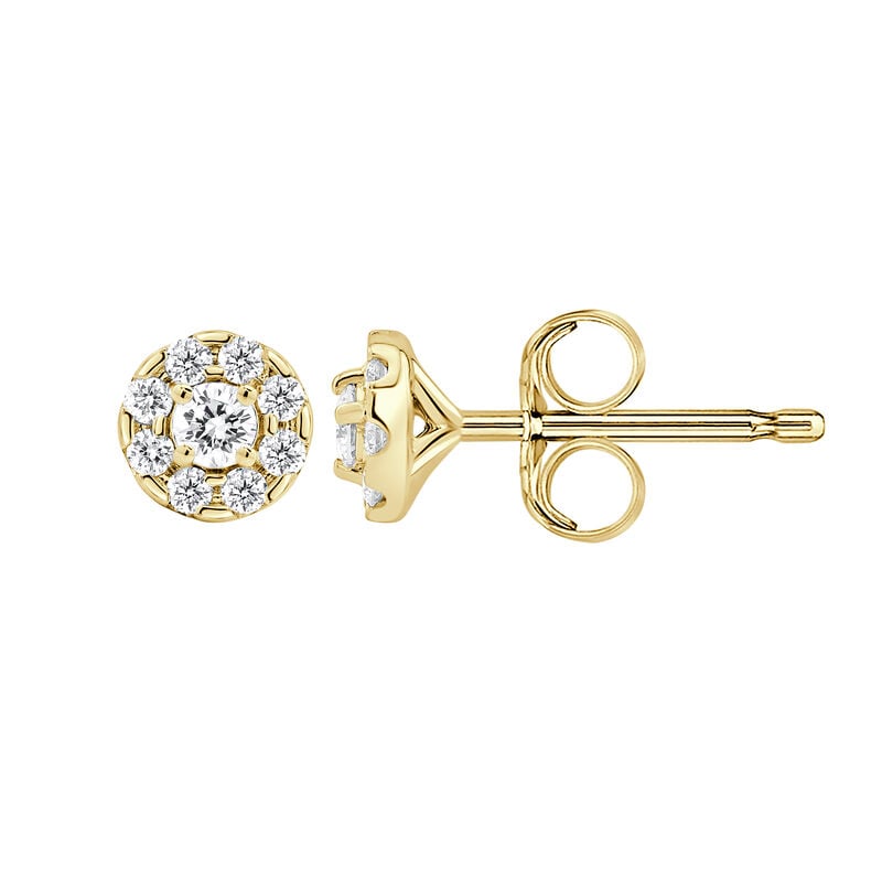 Lab Grown Diamond 1/4ctw. Single Halo Stud Earrings in 14k Yellow Gold image number null