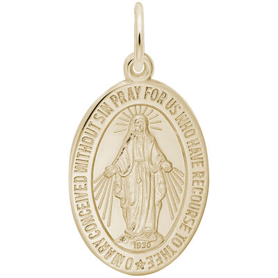 Miraculous Medal Charm in Gold Plated Sterling Silver