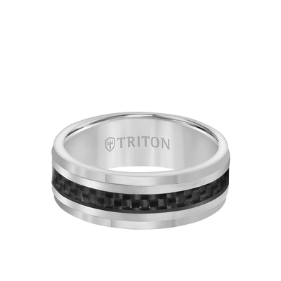 Men's Black Fiber Inlay & Tungsten Carbide Wedding Ring (8mm)
