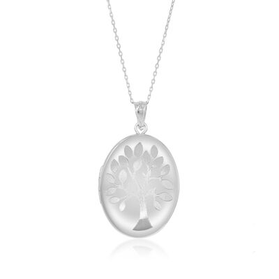 Tree of Life Oval Locket in Sterling Silver