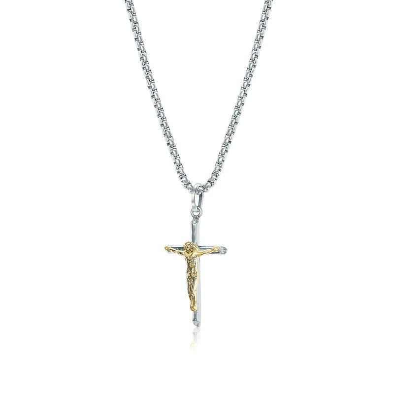 Crucifix Necklace in Gold Plated Stainless Steel image number null