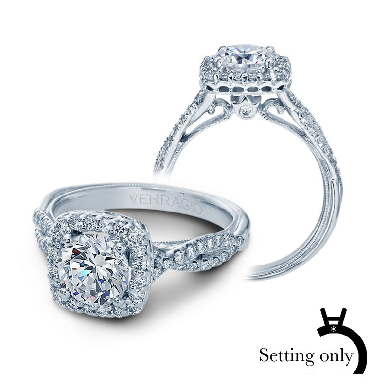 Verragio Classic Diamond Halo Engagement Ring Setting 14k White Gold image number null