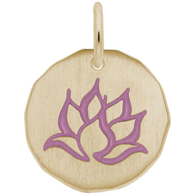 Lotus Flower Charm in 14k Yellow Gold