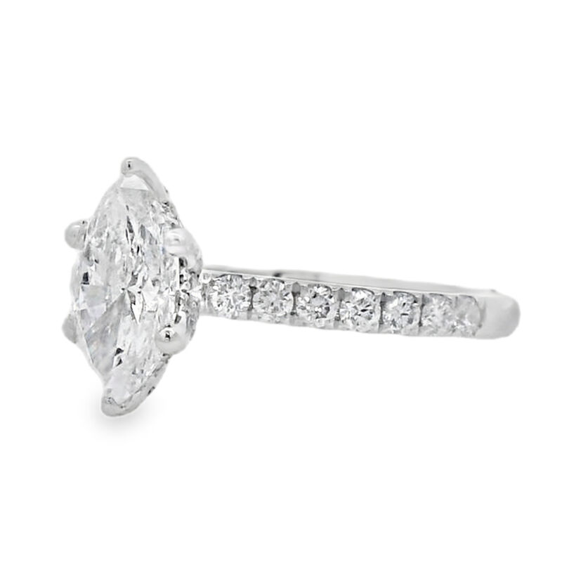 Marquise-Cut 1 3/8ctw. Diamond Hidden Halo Classic Shank Engagement Ring in 14k White Gold image number null