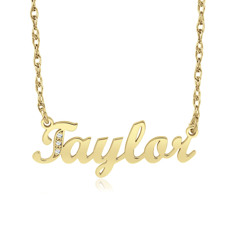 Diamond Accent Personalized Name Necklace in 14k Yellow Gold image number null