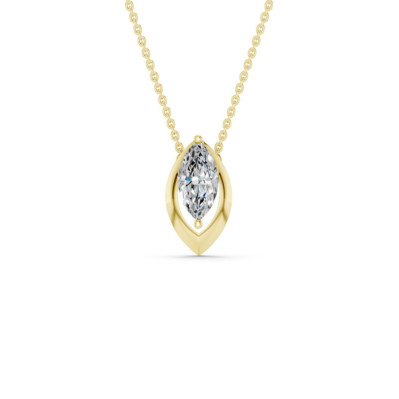 Lab Grown Diamond 1/4ctw. Marquise Solitaire Pendant in 10k Yellow Gold image number null