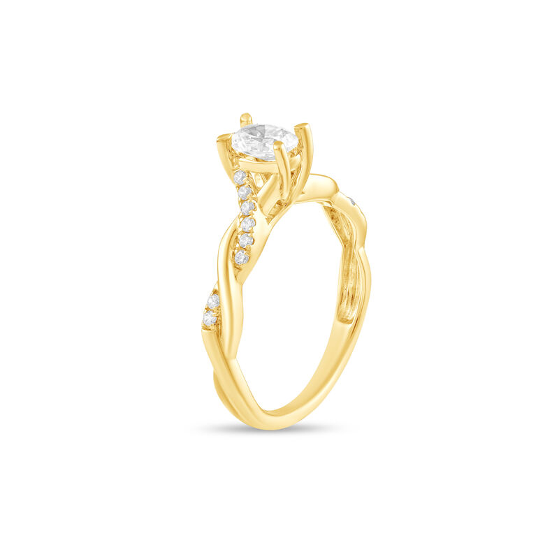 Oval Natural Diamond 5/8ctw. Twist Shank Engagement Ring in 14k Yellow Gold image number null