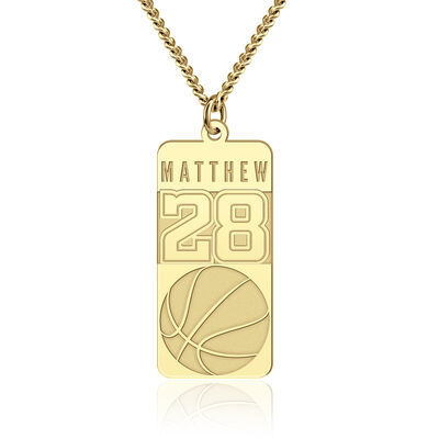 High Polished Sports Tag Pendant in Yellow Gold Plated Sterling Silver
