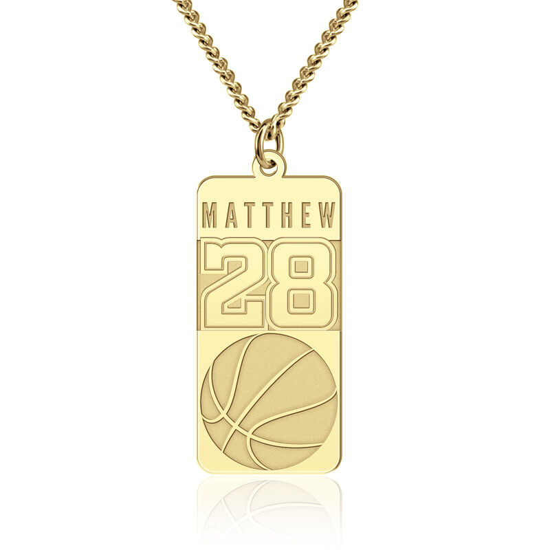 High Polished Sports Tag Pendant in Yellow Gold Plated Sterling Silver image number null
