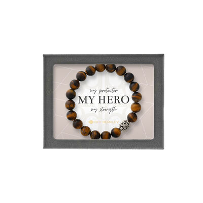"My Hero" Tiger Eye Jasper Bracelet in Sterling Silver