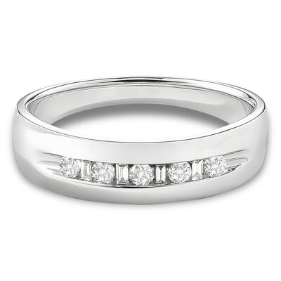 Men's 1/4ctw. Diamond & 10k White Gold Wedding Ring