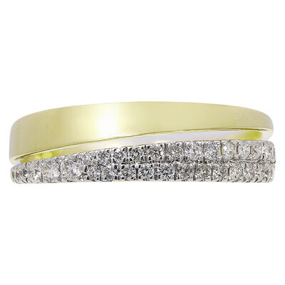 Round Natural Diamonds 1/3ctw. Multi Row Wedding Ring in 14k Two Tone Gold