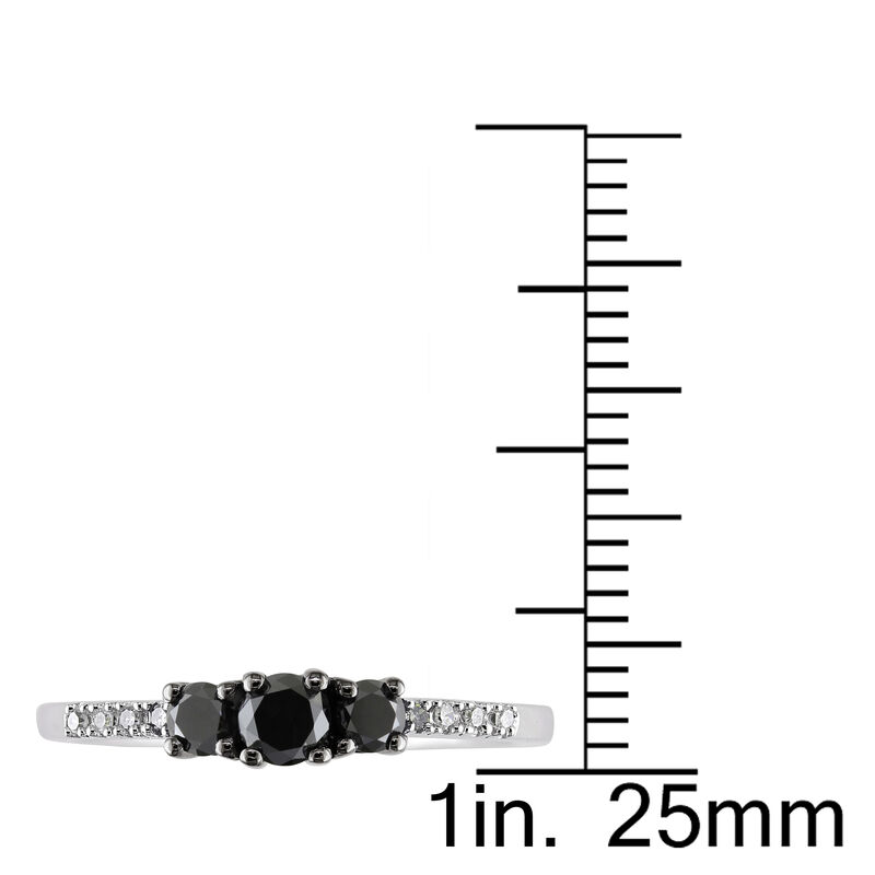 Brilliant-Cut 1/2ctw Black & White Diamond 3-Stone Ring in 10k White Gold image number null