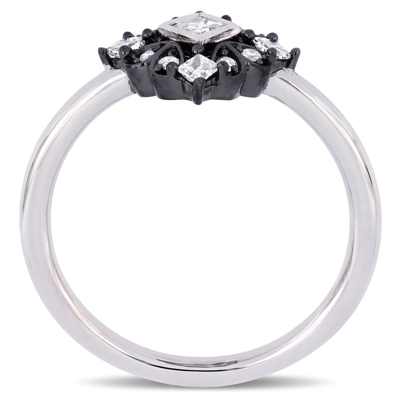 Everly Princess & Round 1/3ctw. Diamond Ring in 10k White Gold image number null