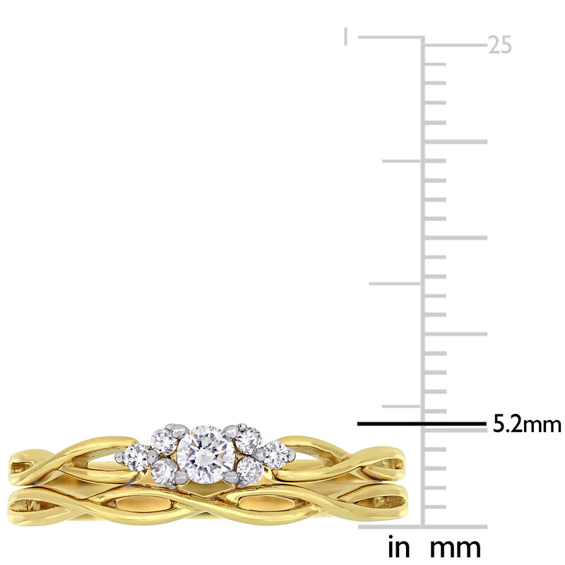 Brilliant-Cut 1/6ctw Twist Bridal Set in 10k Yellow Gold image number null