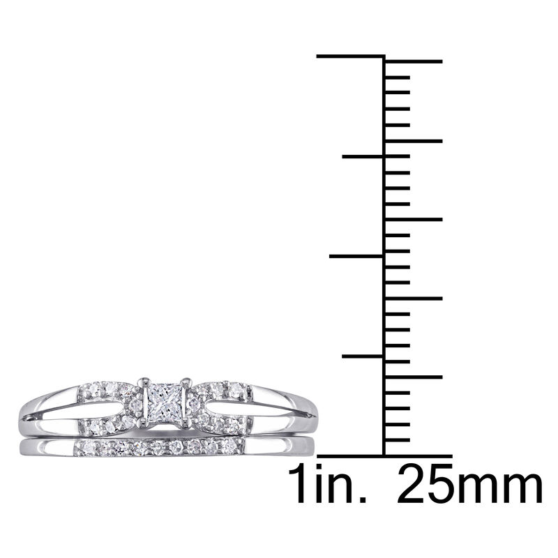 Princess-Cut 1/5ctw Diamond Split Shank Bridal Set in Sterling Silver image number null
