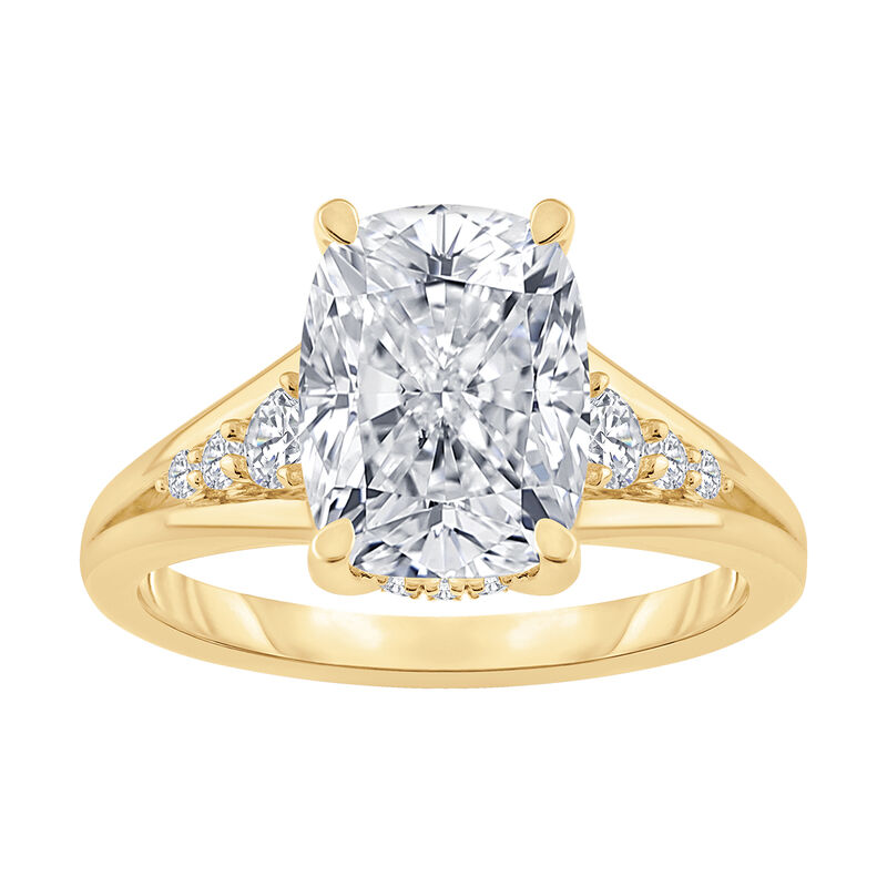 Elongated Cushion Lab Grown Diamond 3 1/3ctw. Old Mine Cut Engagement Ring in 14k Yellow Gold image number null