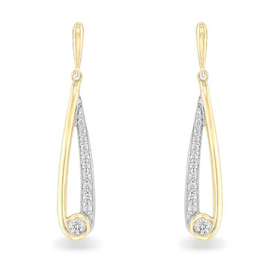 Brilliant-Cut 0.20ctw. Diamond Dangle Stud Earrings in 10k Yellow & White Gold