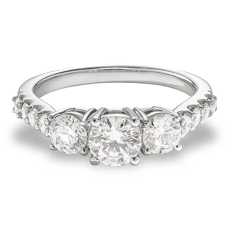 Lyndie. Lab Grown 1 1/2ct. Diamond 3-Stone Engagement Ring in 14k White Gold image number null