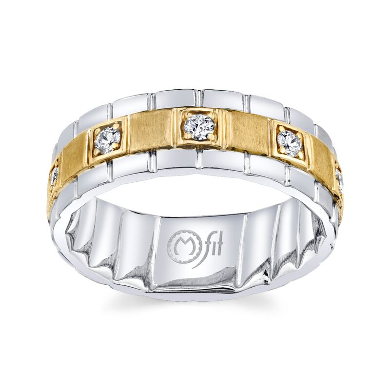 Men's MFIT Diamond Band 1/3ctw in 10k White & Yellow Gold image number null