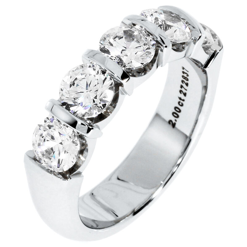 Diamond 5-Stone 2 ctw. Wedding Band in 14K White Gold (HI, I1) image number null