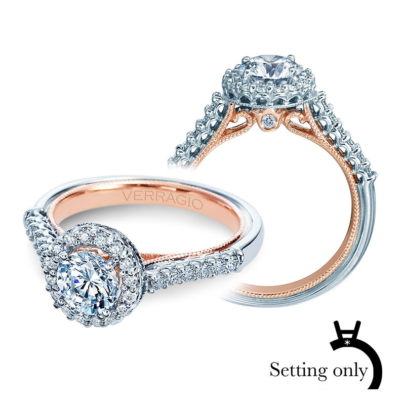 Verragio Classic Diamond Halo Engagement Ring Setting in 14k White & Rose Gold image number null