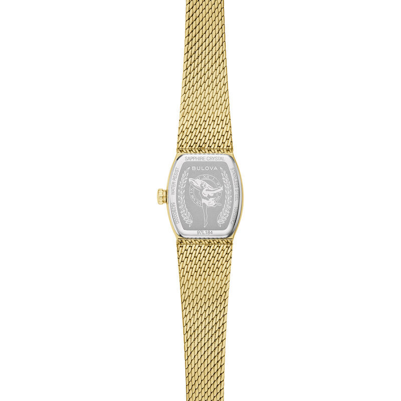Bulova Ladies Goddess of Time Green-Tone Dial Gold-Tone Stainless Steel 30mm Watch 97L184 image number null