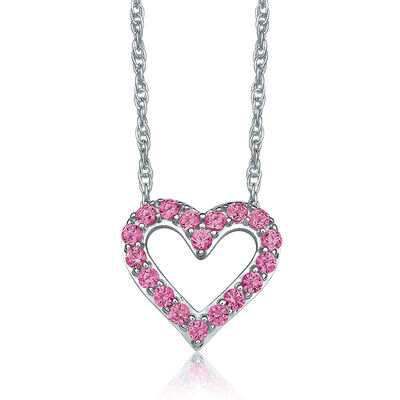 Pink Sapphire Open-Heart Pendant