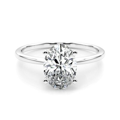 Oval-Cut Lab Grown 4ctw. EF VS Certified Diamond Solitaire Engagement Ring in 14k White Gold