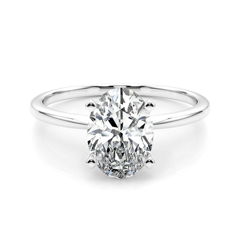 Oval-Cut Lab Grown 4ctw. EF VS Certified Diamond Solitaire Engagement Ring in 14k White Gold image number null