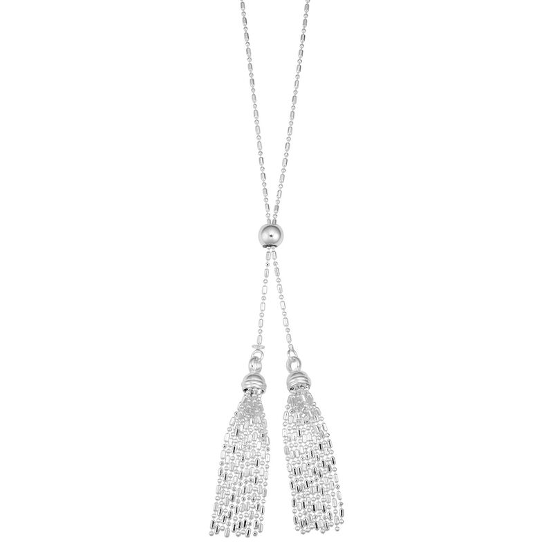 Beaded Tassel Necklace in Sterling Silver image number null