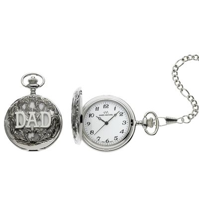 Antique Detail Dad Silver-Tone Stainless Steel Pocket Watch