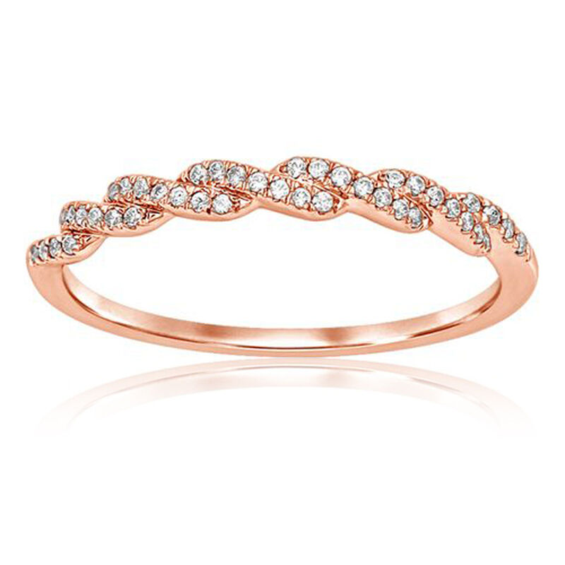 Diamond Stackable Woven Design Band in 10k Rose Gold image number null